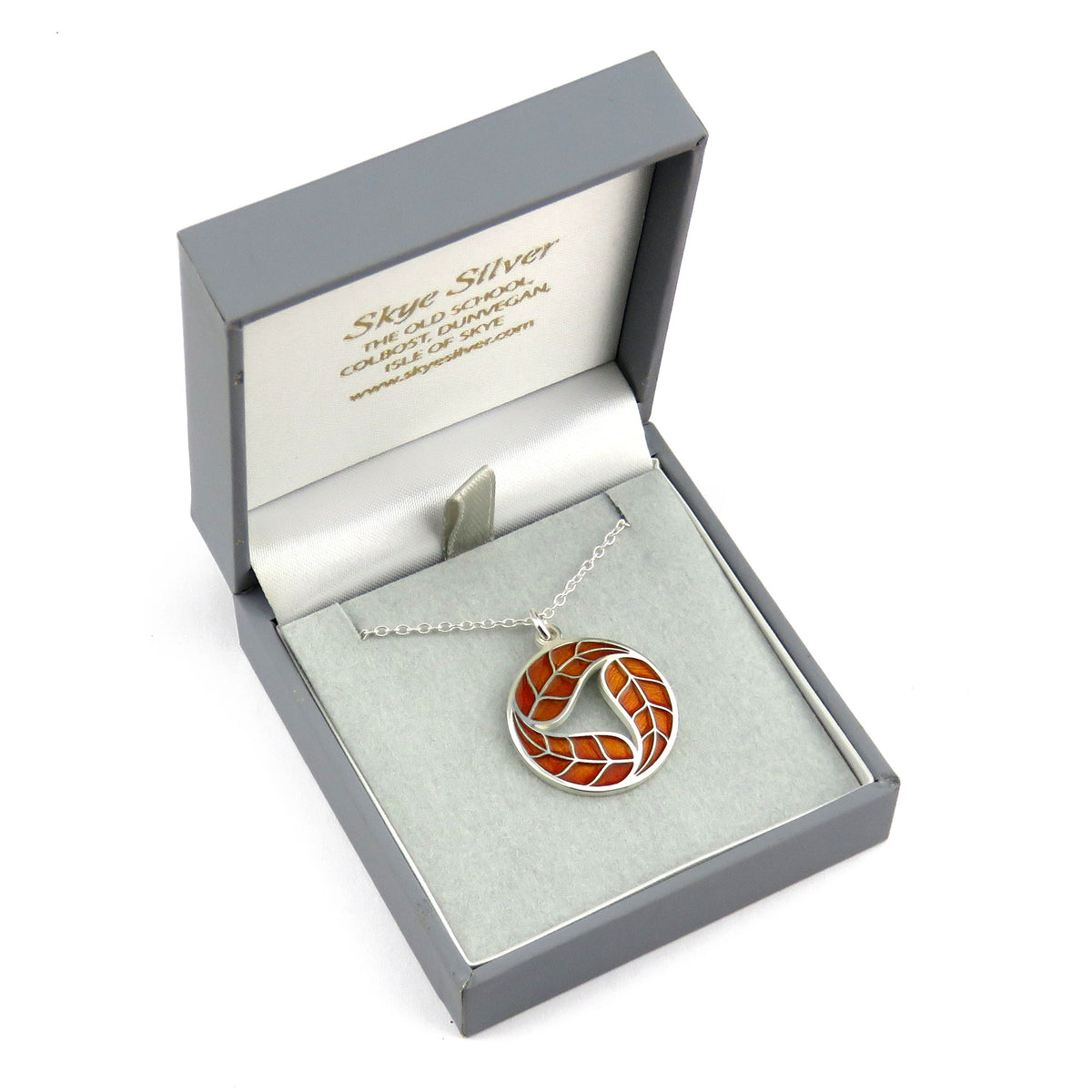 Dancing Leaves enamel silver pendant necklace