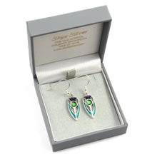 The Elegant Thistle art nouveau enamel silver dangle earrings