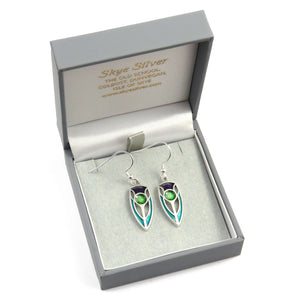 The Elegant Thistle art nouveau enamel silver dangle earrings