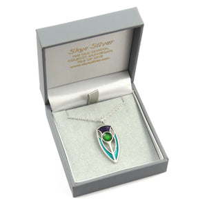 The Elegant Thistle art nouveau enamel silver pendant necklace