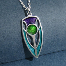 The Elegant Thistle art nouveau enamel silver pendant necklace