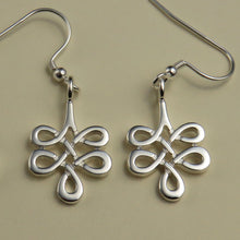 Knotwork drop silver dangle earrings
