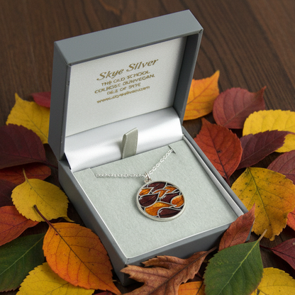 Leaves in the Wind enamel silver pendant necklace