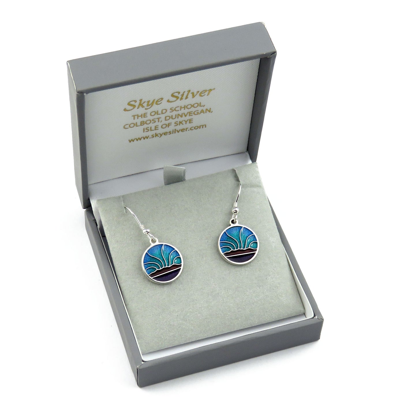 Northern Lights enamel silver dangle earrings
