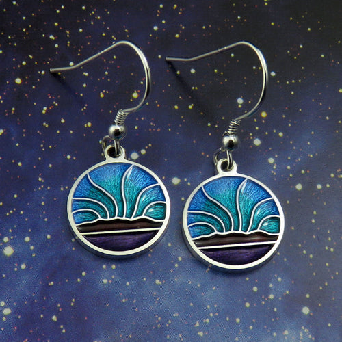 Northern Lights enamel silver dangle earrings