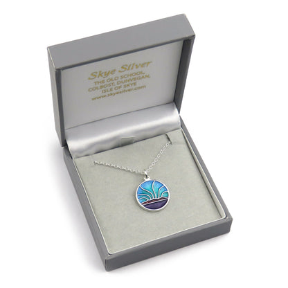 Northern Lights small enamel silver pendant necklace