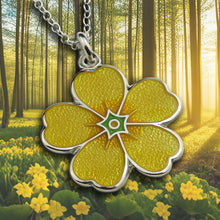 Primroses for Spring silver enamel pendant necklace