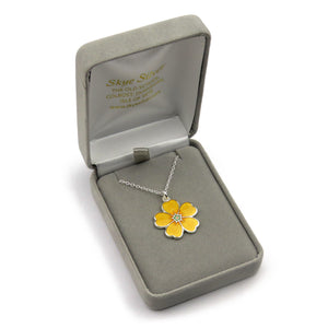 Primroses for Spring silver enamel pendant necklace