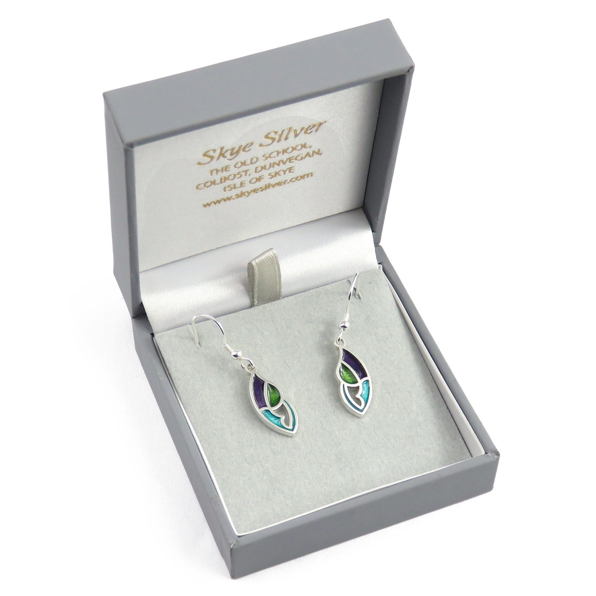 Scotland's Thistle Baby enamel silver dangle earrings