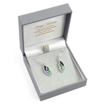 Scotland's Thistle Baby enamel silver dangle earrings