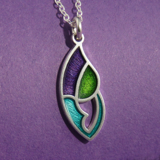 Scotland's Thistle Baby enamel silver pendant necklace