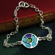 Scotland's Thistle enamel silver bracelet
