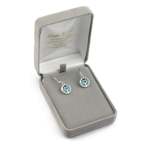 Scotland's Thistle enamel silver dangle earrings