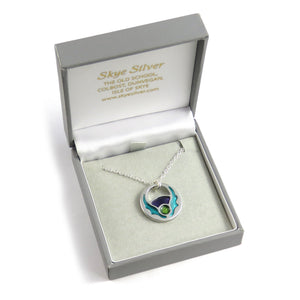 Scotland's Thistle enamel silver pendant necklace in a hoop design