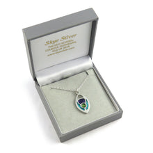 Scotland's Thistle enamel silver pendant necklace - oval version