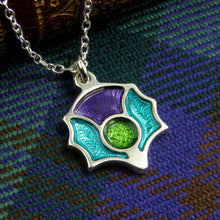 Scotland's Thistle enamel silver pendant necklace