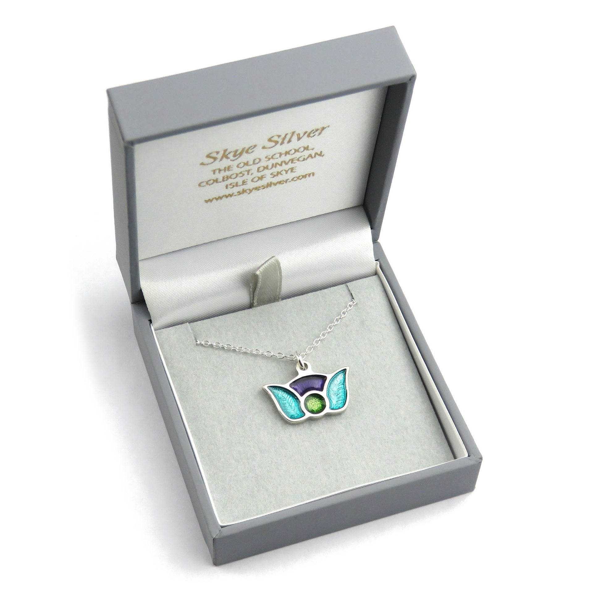 Scotland's Thistle enamel silver pendant necklace