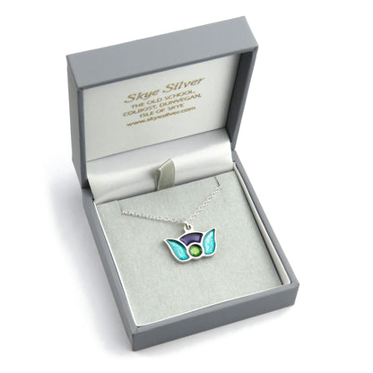Scotland's Thistle enamel silver pendant necklace