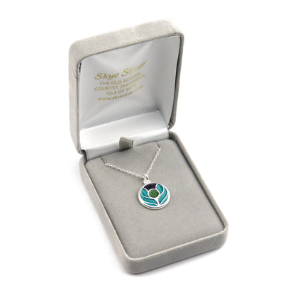 Scotland's Thistle enamel silver pendant necklace - bigger version