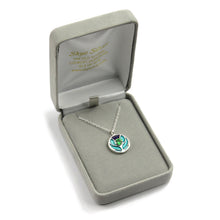 Scotland's Thistle enamel silver pendant necklace with sparkly green Cubic Zirconia stone