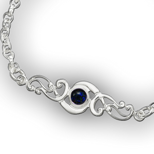 Scroll silver birthstone bracelet - Opal