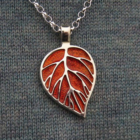 Season of Mists leaf enamel silver pendant necklace