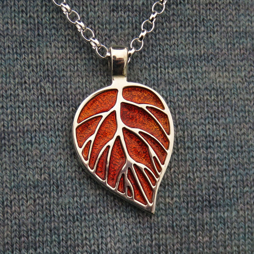 Season of Mists leaf enamel silver pendant necklace