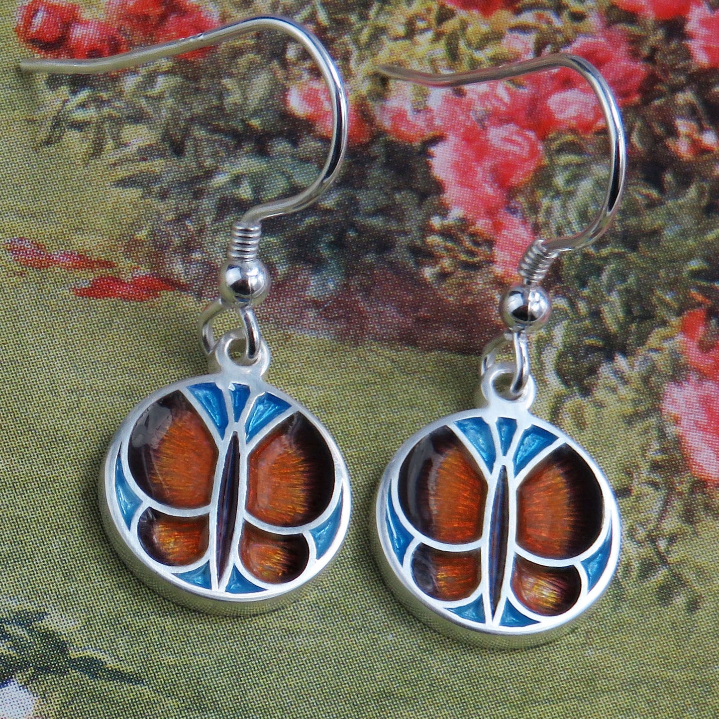 Skye Butterfly enamel silver dangle earrings