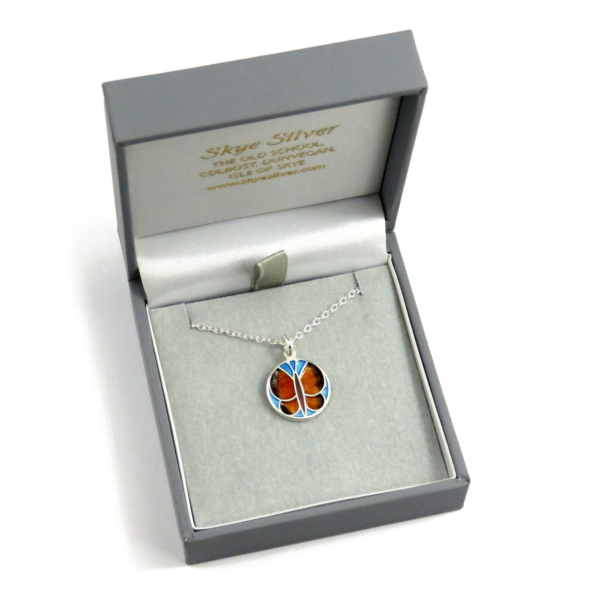 Skye Butterfly enamel silver pendant necklace