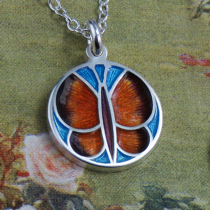 Skye Butterfly enamel silver pendant necklace