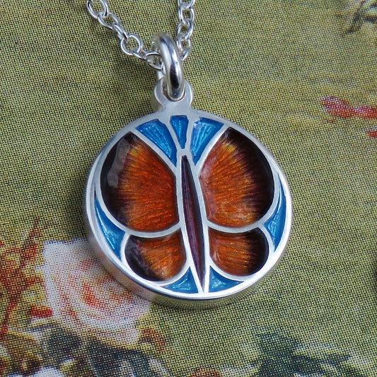 Skye Butterfly enamel silver pendant necklace