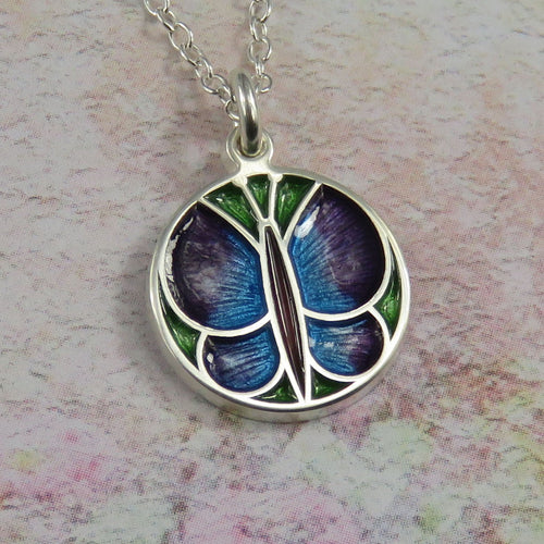 Skye Butterfly enamel silver pendant necklace