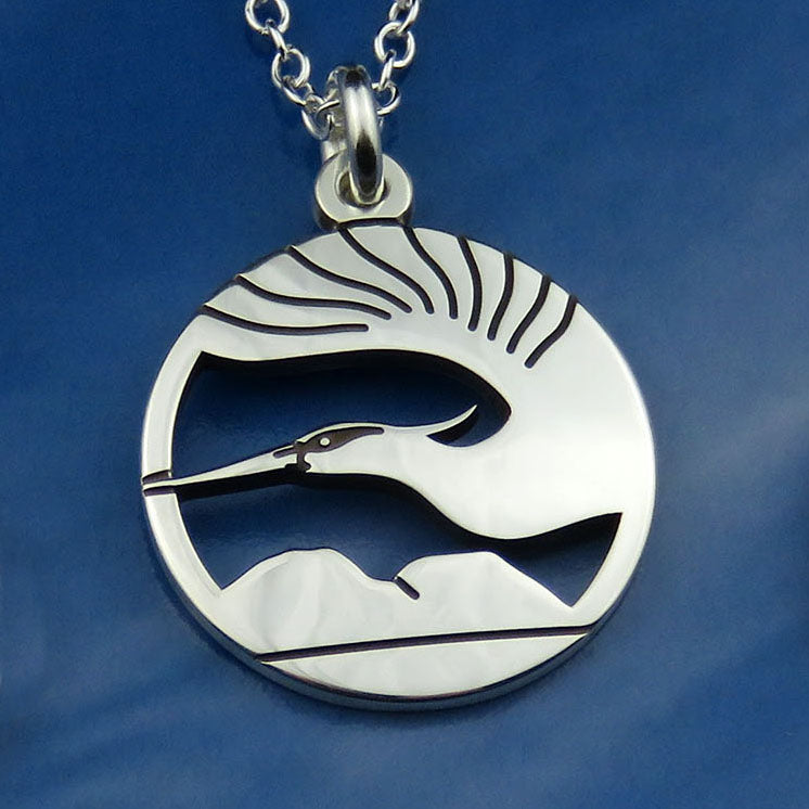 Skye Heron silver pendant necklace