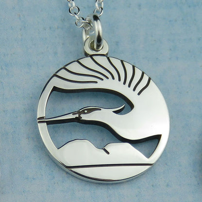 Skye Heron silver pendant necklace