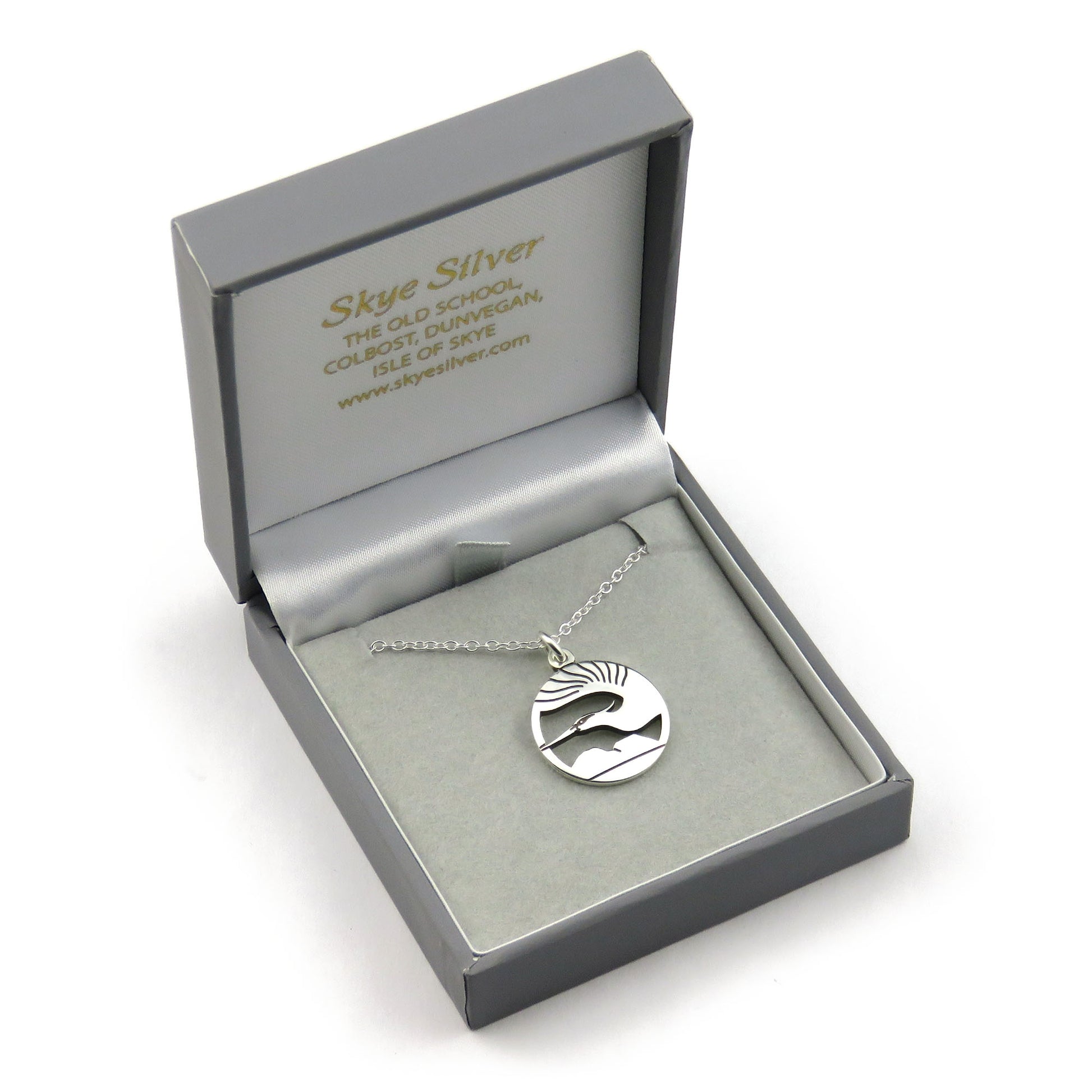 Skye Heron silver pendant necklace
