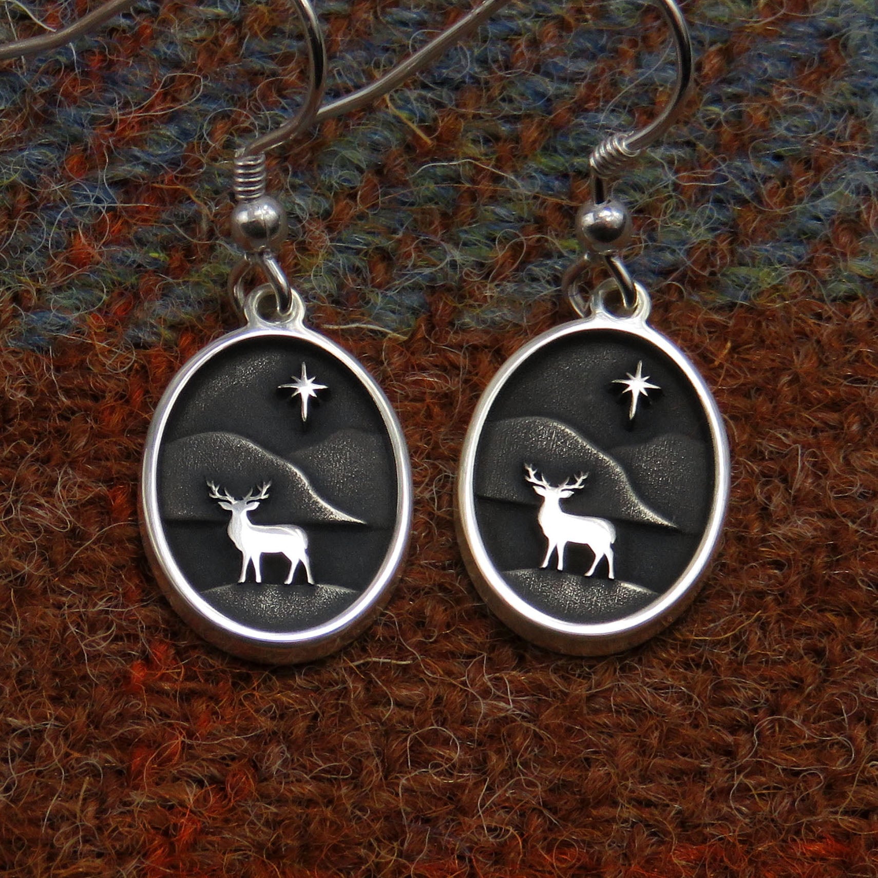 Starry Night silver dangle earrings for Christmas
