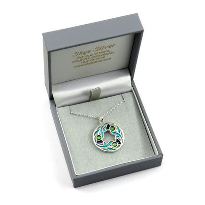 Thistles in the Wind enamel silver pendant necklace