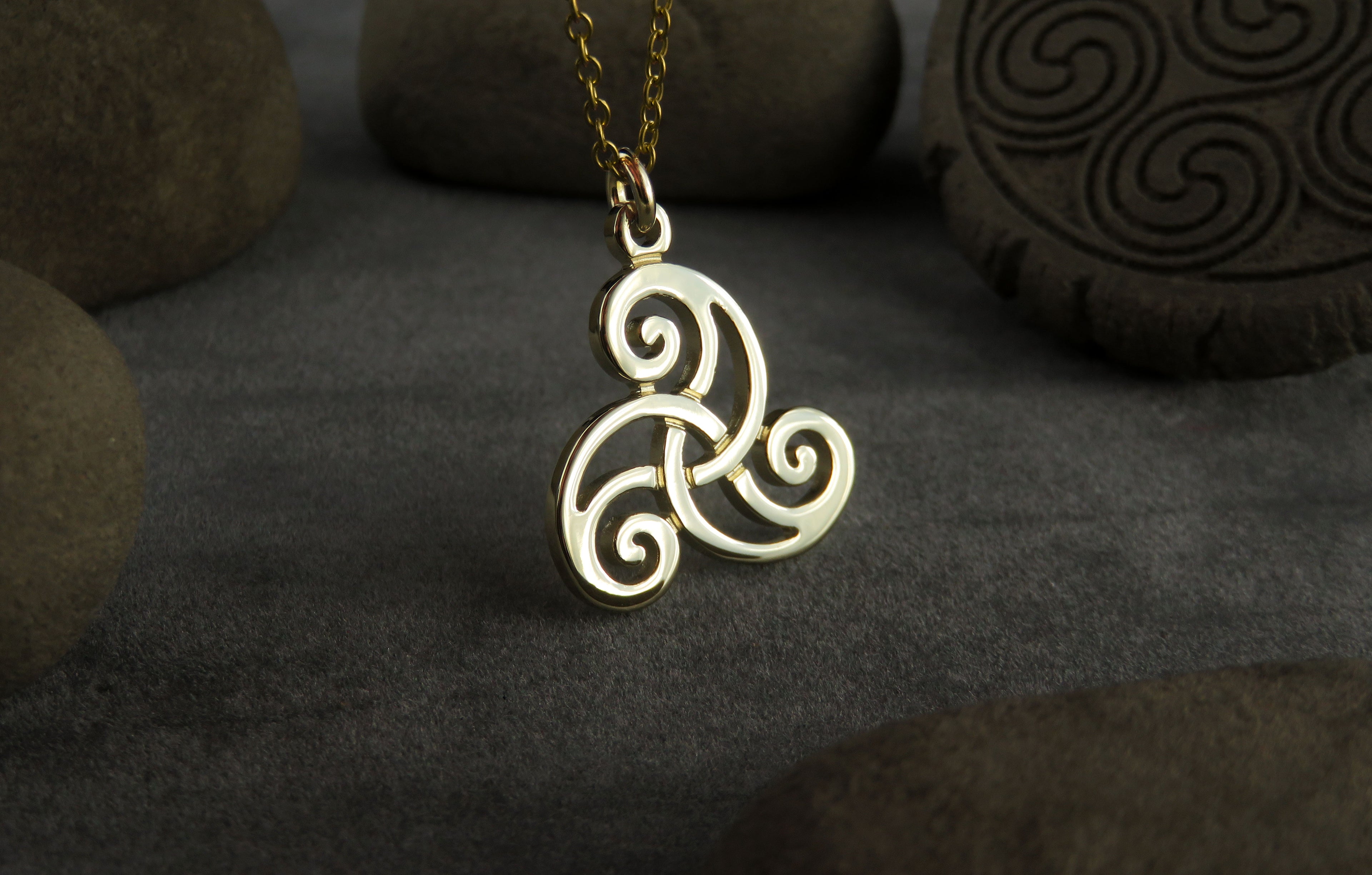 Triskele Interlace Gold Pendant Necklace