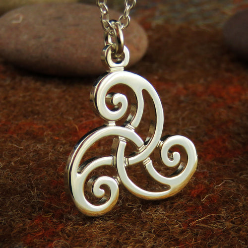 Triskele Interlace Silver Pendant Necklace