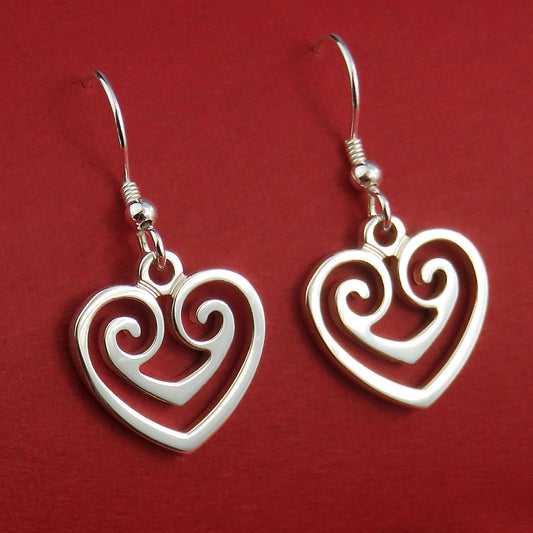 Two Hearts as One silver dangle earrings