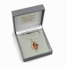 Window on Autumn enamel silver leaf dangle necklace