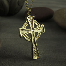 Celtic cross pendant necklace in 9ct gold