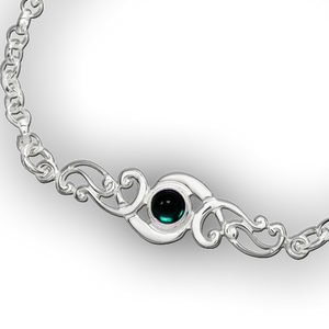 Scroll Birthstone Bracelet - May (Artificial Emerald)