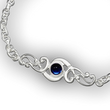 Scroll Birthstone Bracelet - September (Artificial Sapphire)