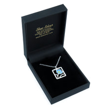 Forget-me-not square enamel silver pendant necklace