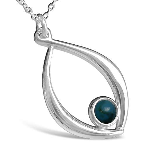 Birthstone silver pendant necklace - December (turquoise)