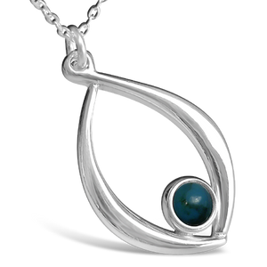 Birthstone silver pendant necklace - December (turquoise)