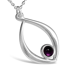 Birthstone silver pendant necklace - February (amethyst)