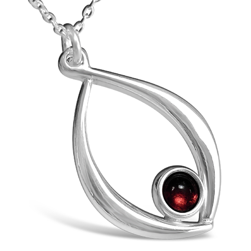 Birthstone silver pendant necklace - January (garnet)