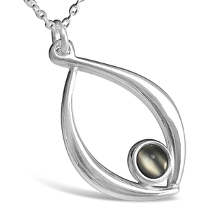 Birthstone silver pendant necklace - June (moonstone)